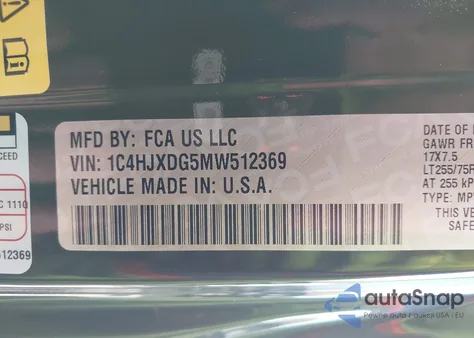 2021 Jeep Wrangler Unlimited Willys Sport 4X4 z USA, uszkodzony, nr VIN 1C4HJXDG5MW512369